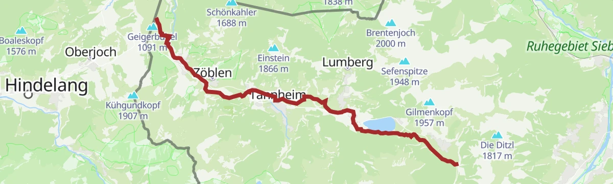 Route map: Radweg Tannheimer Tal - Radwandern